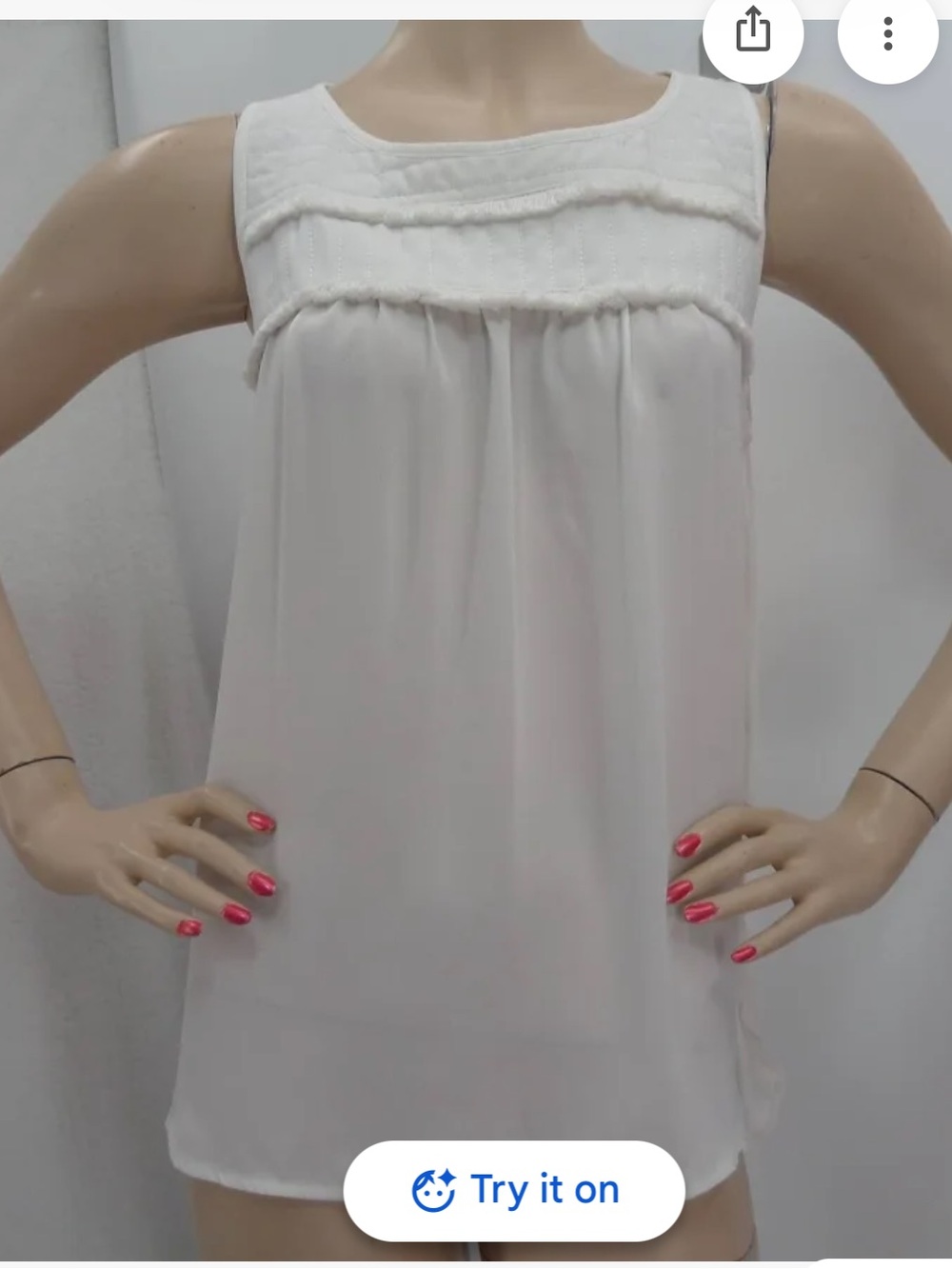 NWT LOFT Quilted Fringe Trim Cream Sleeveless Top size L